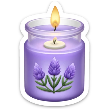 Lavender candle – purple wax in frosted glass jar with lavender flower inside sticker