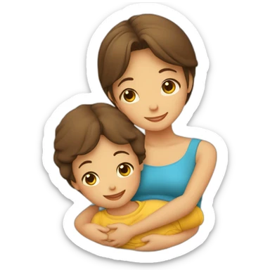 mujer feliz embarazada con otro niño pequeño junto a ella sticker