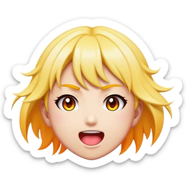 Cinematic Realistic Manga Comics Emoji, depicted as a dynamic stylized illustration inspired by Japanese manga art with bold lines and expressive characters, rendered with vibrant textures and energetic colorful lighting that captures its iconic style. sticker