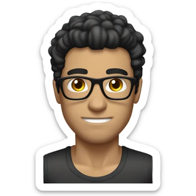 Lonely gym bro with skinny legs white guy, glasses and dark hair sticker