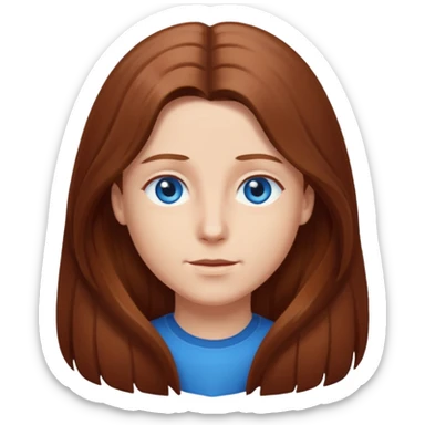 long hair chestnut color blue eyes sticker