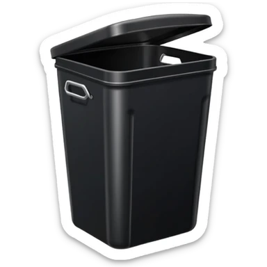 Black square trash can with opened lid sticker