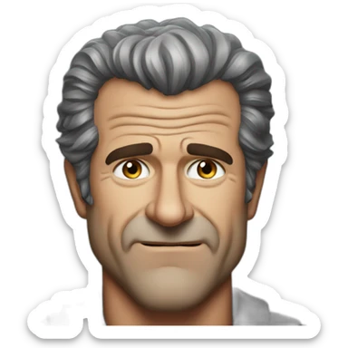 Mel Gibson portrait without smile sticker