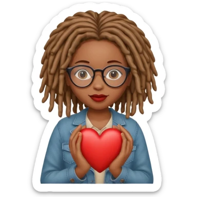 Girl Scouts African American girl with locs and glasses heart  sticker