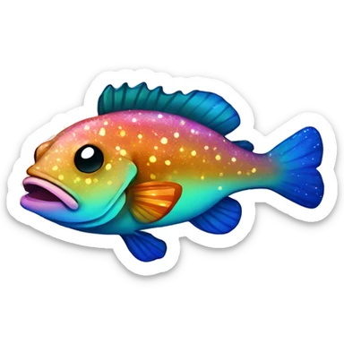 Two Kawaii grouper with many colors and glitter  sticker