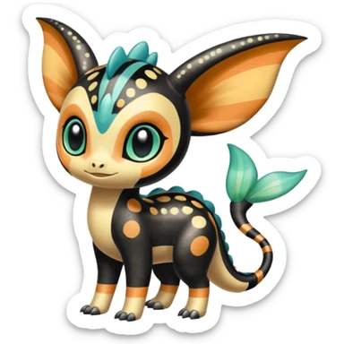 Colorful Exotic Striped Spotted Dotted dusted Glossy Shiny Meloetta-Vernid-Trico-Toothless-Kirby-Fakémon-creature-hybrid sticker