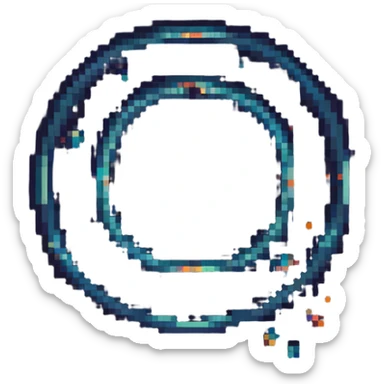 pixel art of a distant planet with rings, stars in the background sticker