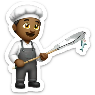 a guy fishing but he is a chef sticker