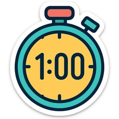stopwatch featuring a bold 1:00 in the middle, minimal style, easy to read sticker