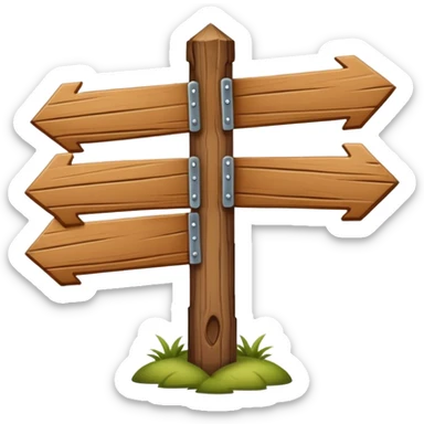 Wooden sign post made of felt texture, scrapbooking style, transparent background sticker