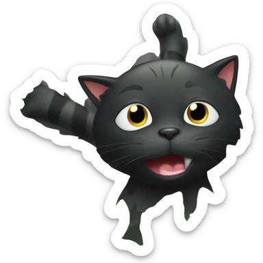 Black cat sucking leaves into its mouth sticker