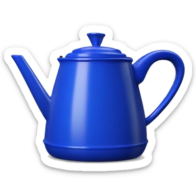 Realistic cobalt blue camping coffee pot isolated.  sticker