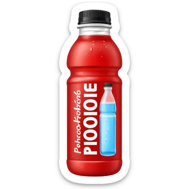 A red bottle of sports drink “prime hydration” with a black cap and large lettering sticker