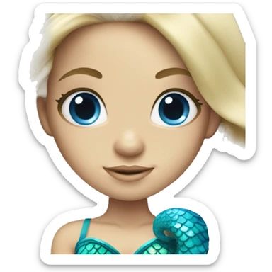 blonde and blue eyed mermaid with long hair sticker