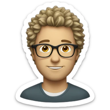 White guy with glasses with scruffy hair sticker