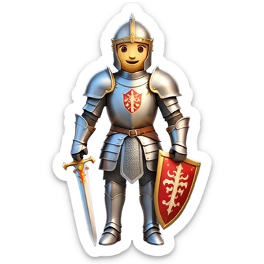Clash of Clans aesthetic Cheerful Knight Portrait Emoji, With a radiant smile and an upright, confident stance, featuring an elegantly armored figure with intricate detailing and shining accents, his face in a natural skin tone, Simplified yet expressive features, highly detailed, glowing with a soft, luminous aura, high shine, upbeat and noble, stylized with an air of classic medieval heroism, soft glowing outline, capturing the essence of a cheerful knight ready to embark on legendary adventures! sticker