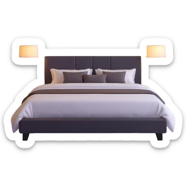 spacious modern bedroom with elegant furniture, mood lighting, king bed, stylish decor sticker