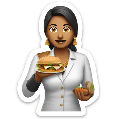 indian lady corporate business owner shooting food photo & video sticker