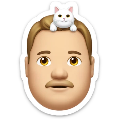 fat man w a cat on his head sticker