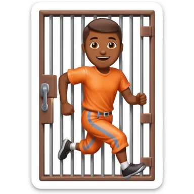 guy made of of sweet candy running out of a prison cell sticker