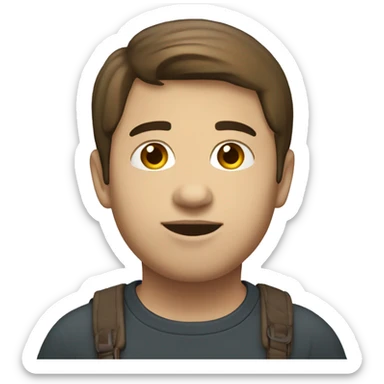 Young Hispanic full body  with short straight brown  hair pale skin very tall a little chubby  sticker