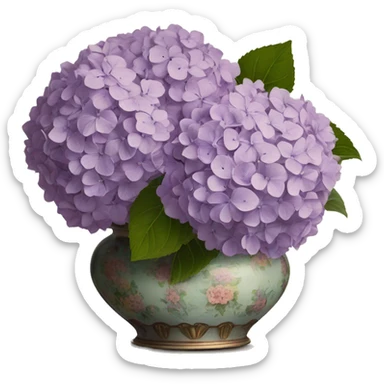 Lilac Hydrangeas in vintage vase sticker