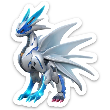 Futuristic Epic Legendary Shiny Cyber-Latios-Dialga-Suicune-Reshiram-Creature, (full body) sticker