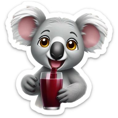 Happy koala with red wine sticker
