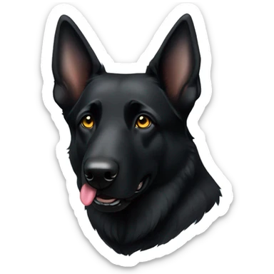 Black German shepherd with heterochromia  tilting head  sticker