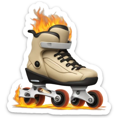 a beige rollerblade inline skate leaving fire traces from their wheels, just the object itself sticker