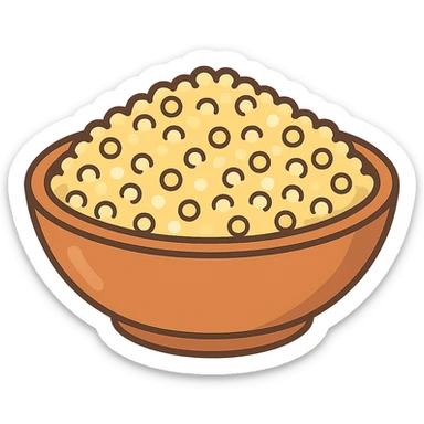 flat toon style quinoa grains in a bowl, no background sticker
