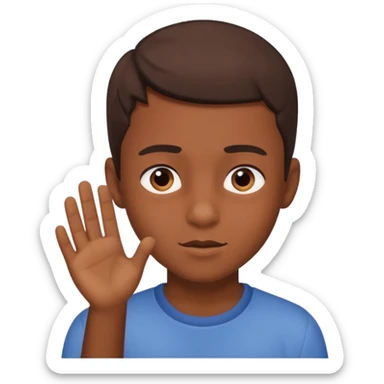 A boy showing right cheek to her mother asking for a gentle playful slap only boy no picture of mother included in emoji sticker