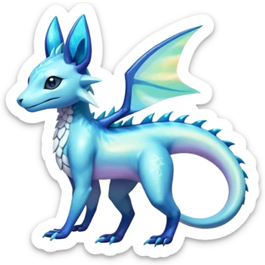 Anthropomorphic Shiny White Iridescent Colorful Exotic Salandit-Aurorus-Glaceon-Fakémon-hybrid-creature (full body)  sticker