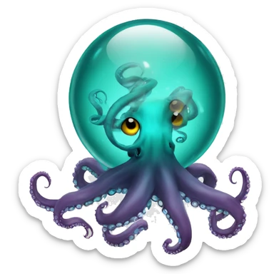 crystal ball with turquoise surgical octopus sticker