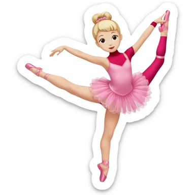 aestethic blonde girl doing ballet, with a pink tutu, bun, with a leg on the floor, and the other one in the air sticker