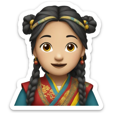 Tibetan girl wearing Tibetan traditional outfit sticker