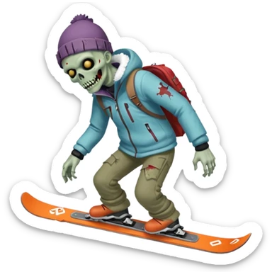 Headless zombie skiing sticker
