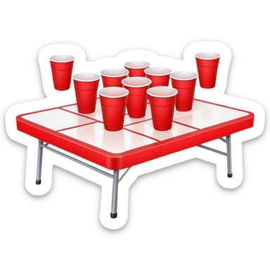 beer pong with a few cups and ping pong ball sticker