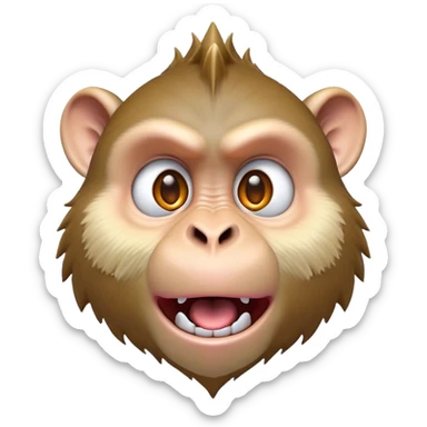 Cinematic Comical Macaque Portrait Emoji, Head tilted dramatically with an exaggerated, shocked expression and a raised eyebrow, featuring a lively, nimble build with spiky fur and wide, comically expressive eyes, Simplified yet hilariously animated features, highly detailed, glowing with a slightly sassy, vibrant glow, high shine, dramatic yet playful, stylized with an air of cheeky primate attitude, soft glowing outline, capturing the essence of a meme-worthy macaque that looks ready to deliver a playful side-eye into viral fame! sticker