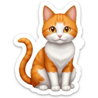 full body orange domestic shorthair slim cat with yellow/orange eyes paw being white and the other being half sticker