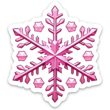 Snowflake pink heart sticker