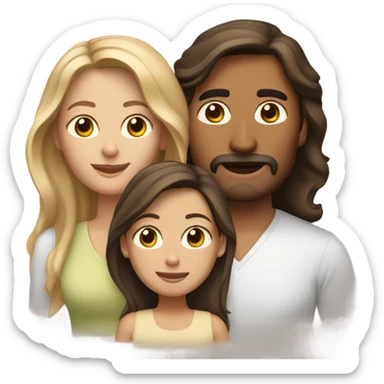 Puerto rican beard short brown hair  husband with blond long hair wife and brown long hair daughter Family  sticker