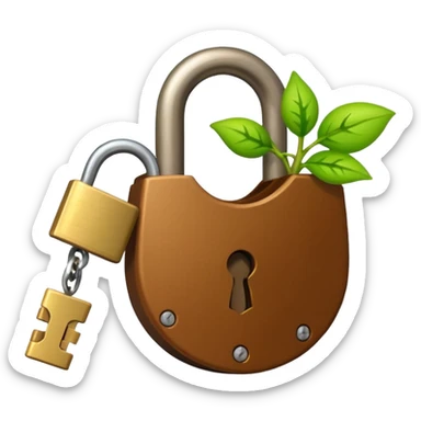 A seed germinating with a sprout sticking out of it in the shape of a pad lock with the seed being the body of the padlock and the sprout being the shackle of the padlock. But it looks more like a seed and a sprout rather than anything else sticker
