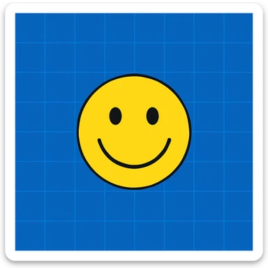 Frame 7: Background is mostly blue, only a little gradient left, grid lines mostly drawn, smiley face unchanged sticker