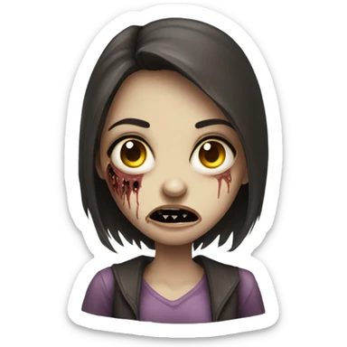 Brunette zombie girl in horror zombie  sticker
