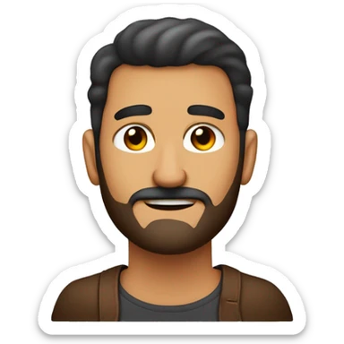 Hombre con color de piel oscura, los ojos un poco chios, sin barba no bigote, con el pelo cafe,lacio y no muy largo, ojos marrone y joven sticker