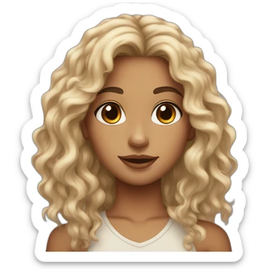 girl, big nose, long curly black hair, earrings, brown eyes, tan skin, freckles sticker