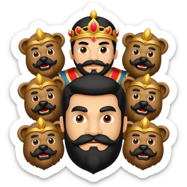 Ravana sura with bear and mustach young beautiful and terror with ten heads sticker