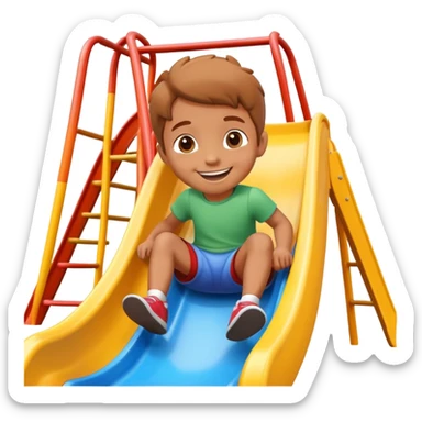 colorful playground slide with a smiling child, fun and friendly sticker