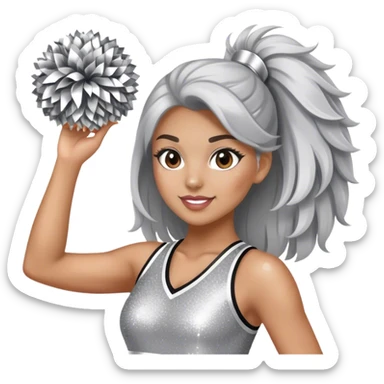 Cheerleader with Pom Pom’s wearing all silver and glitter sticker